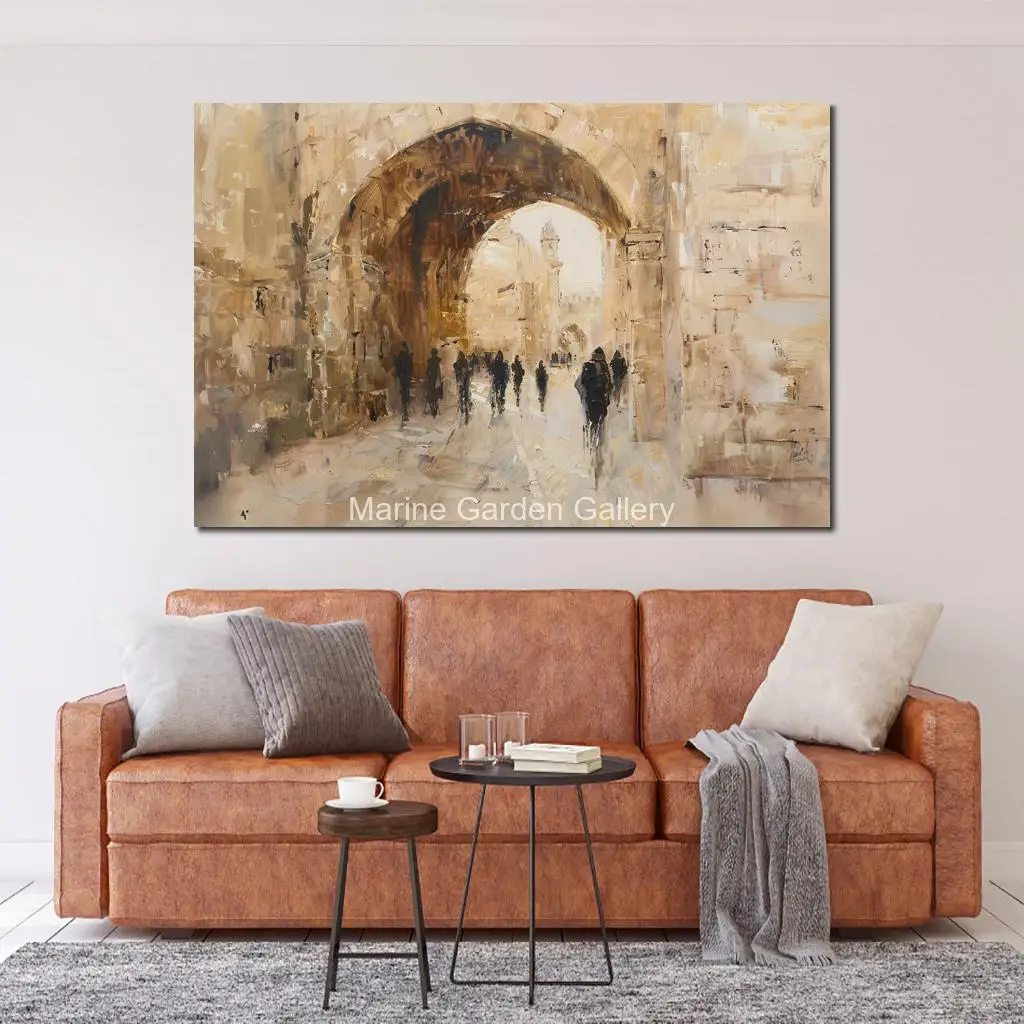 Kotel Abstract Painting Canvas Judaica Wall Art Handmade Jewish Artwork Home Decor Contemporary Dining Room Bathroom Decor Large