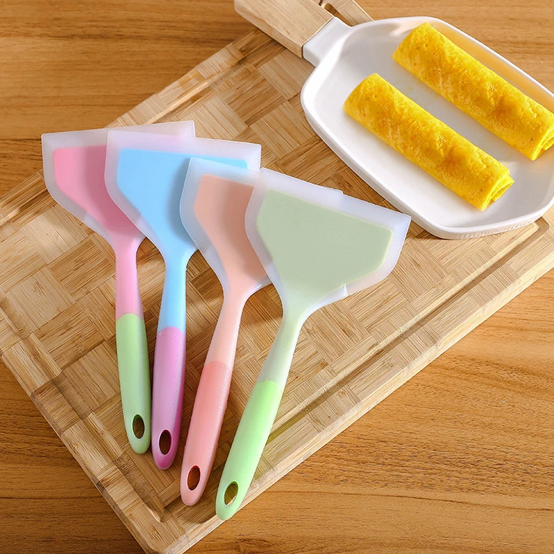 Random Transparent Two-color Silicone Wide-mouth Frying Spatula Translucent Tamagoyaki Spatula Kitchen Utensils Silicone Spatula