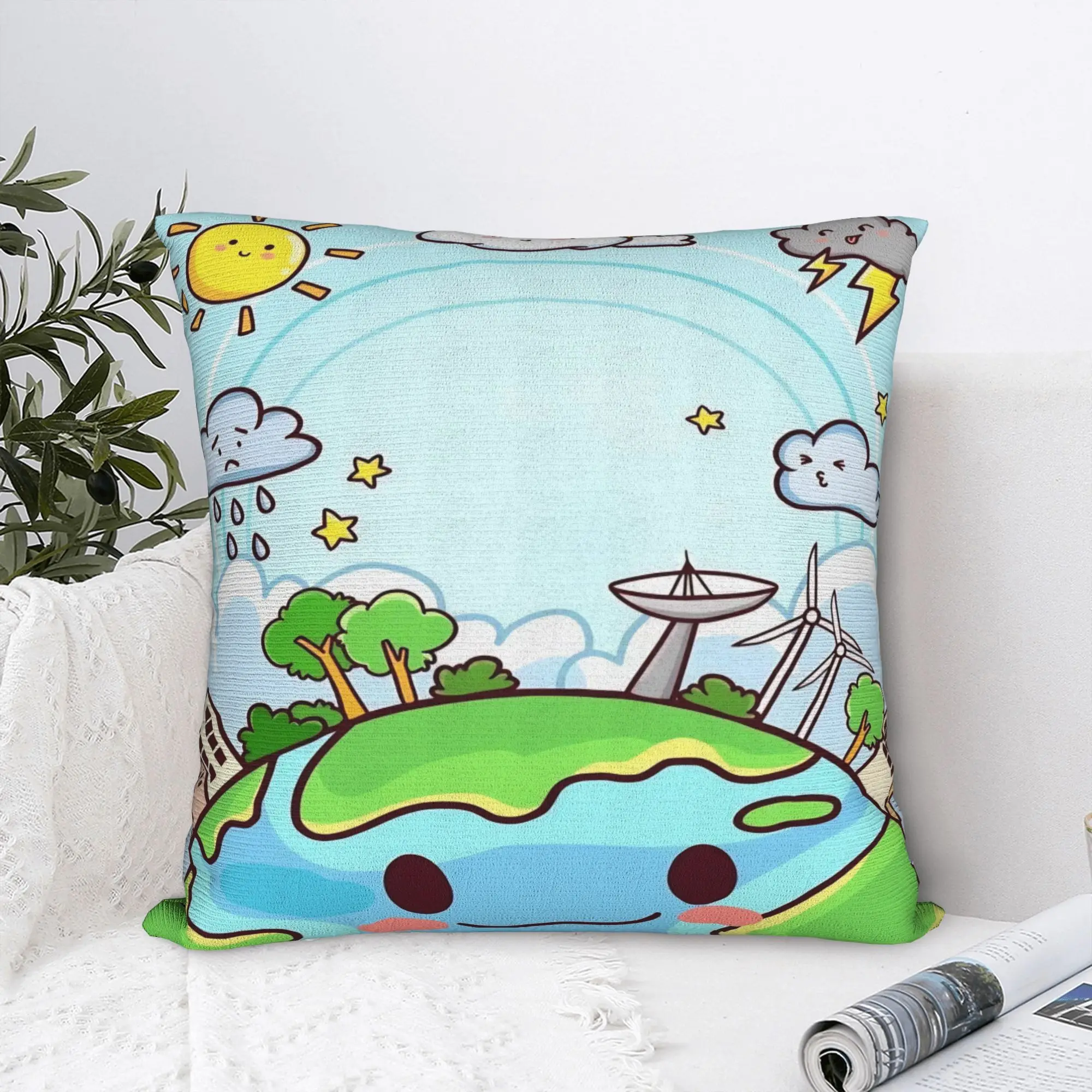 Earth Love Support Planet Nature Lover Pillowcase Polyester Cushion Cover Gift  Pillow Case Cover Home Square 18'