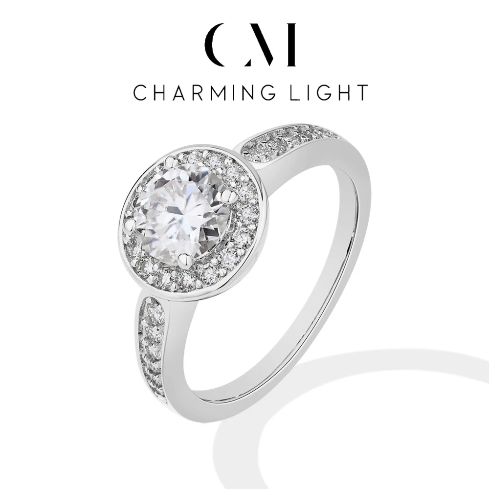 

Charming Customized 1.0CT Full Moissanite Rings Round Cut 6.5mm 925 Sterling Silver For Women Wedding Band Fine Jewelry Hot Sale