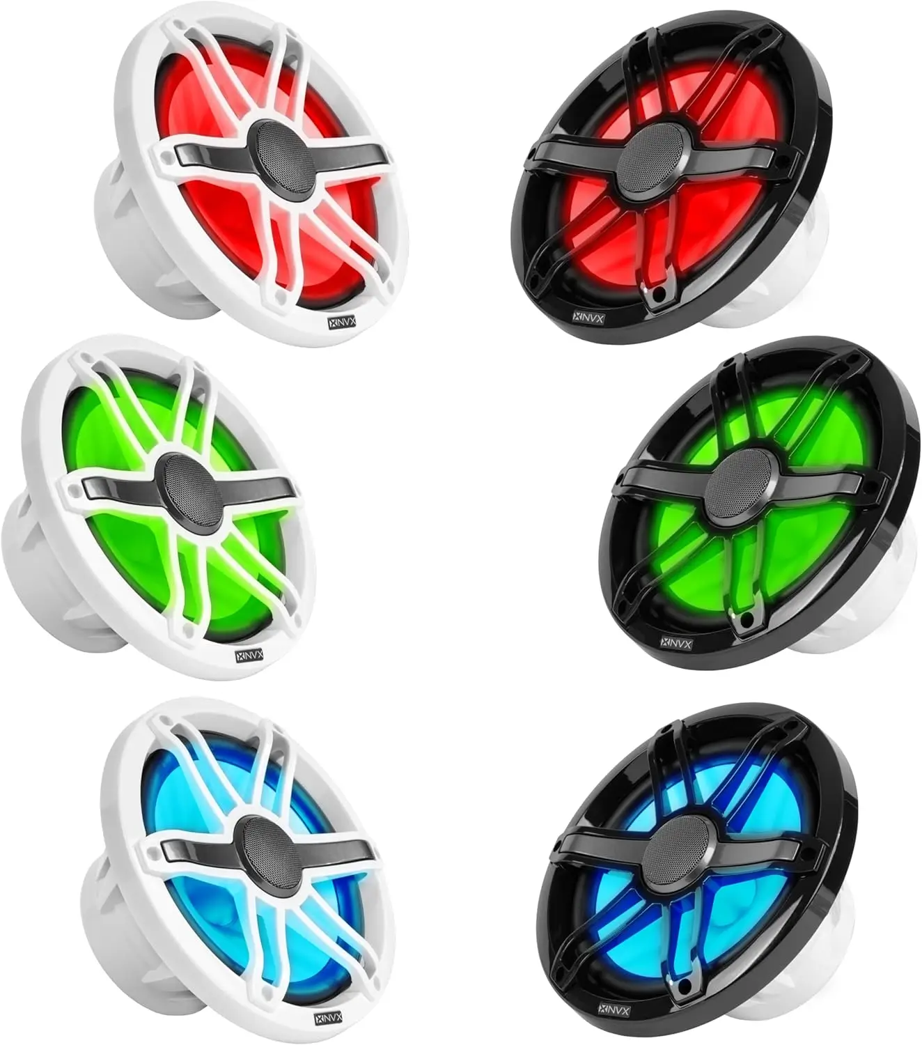 MVSP8 Premium 8" 2-Way Marine Coaxial Speakers, 750W Max, 250W RMS, 1” Silk Dome Tweeters, with RGB LED Lighting for Boats/UTV