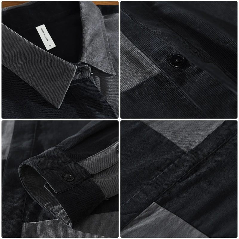 New Stylish Long Sleeved Corduroy Patchwork Casual Cotton Quality Shirt Men Brand Trend Comfortable Top Clothes Chemise Homme