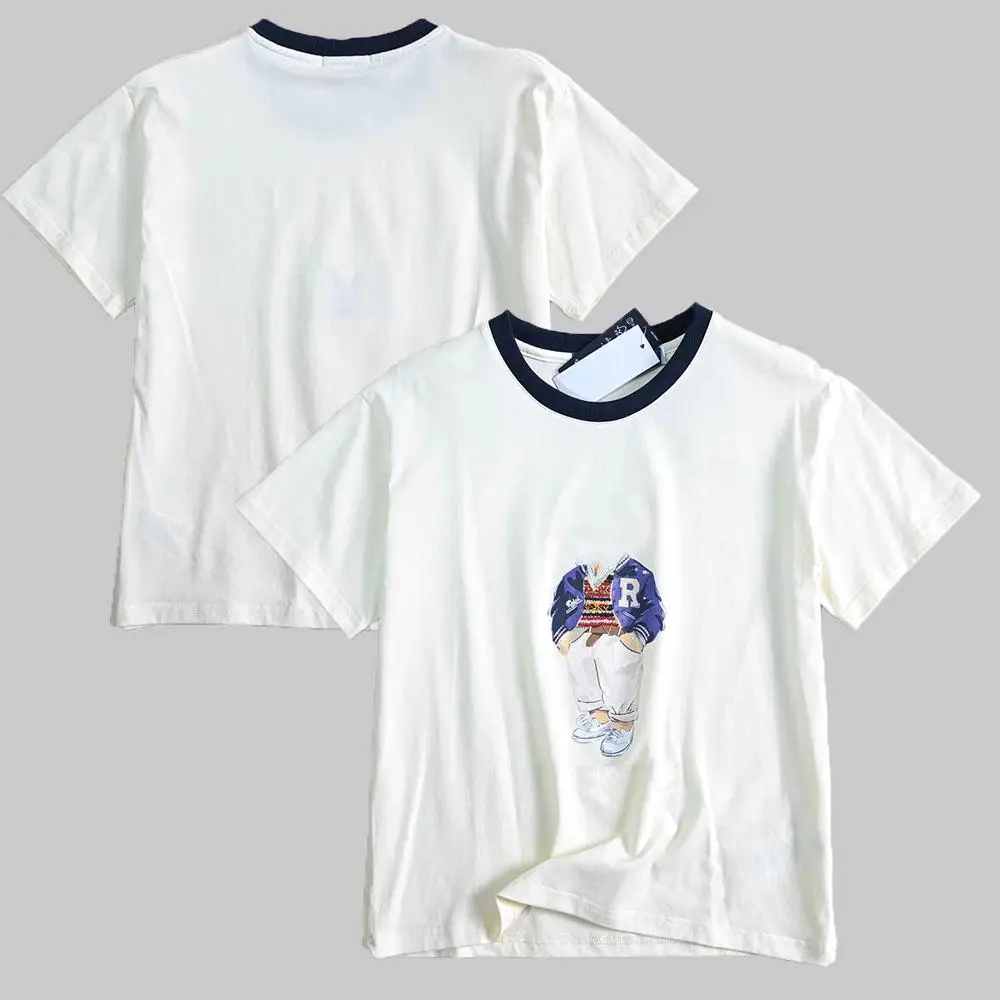 

Новая летняя хлопковая футболка с мультяшным медведем, круглая футболка Ne ort Sve, удобный повседневный женский топ, круглый дизайн