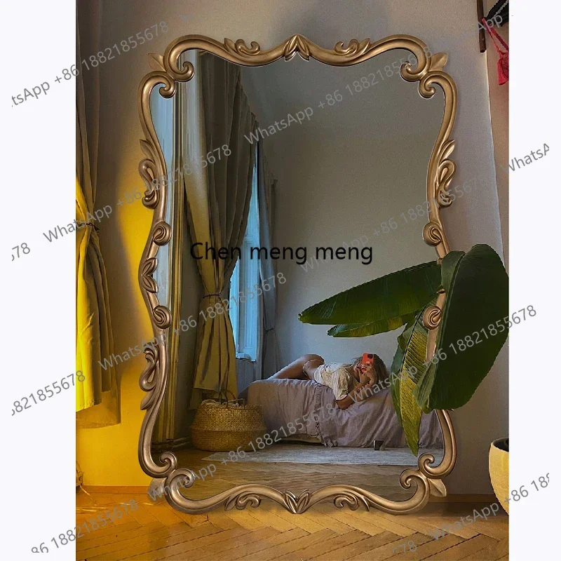 

French retro old body against the wall floor mirror fitting mirror wall hanging full-length mirror