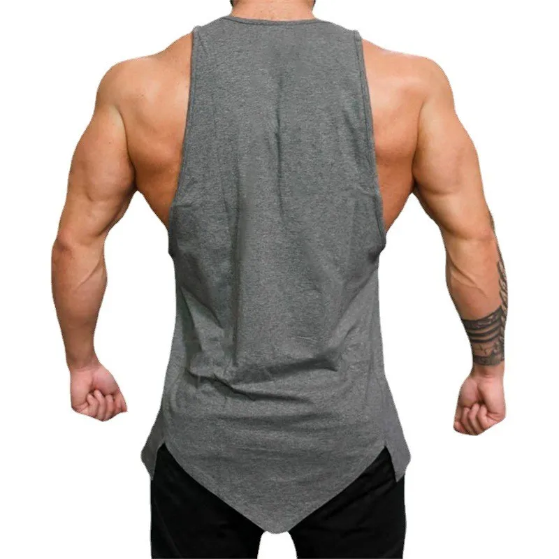 Mens Casual Sport Workout Tank Tops Gym Bodybuilding Fitness Muscle Singlets Summer Sleeveless Loose Cotton Breathable T-Shirts