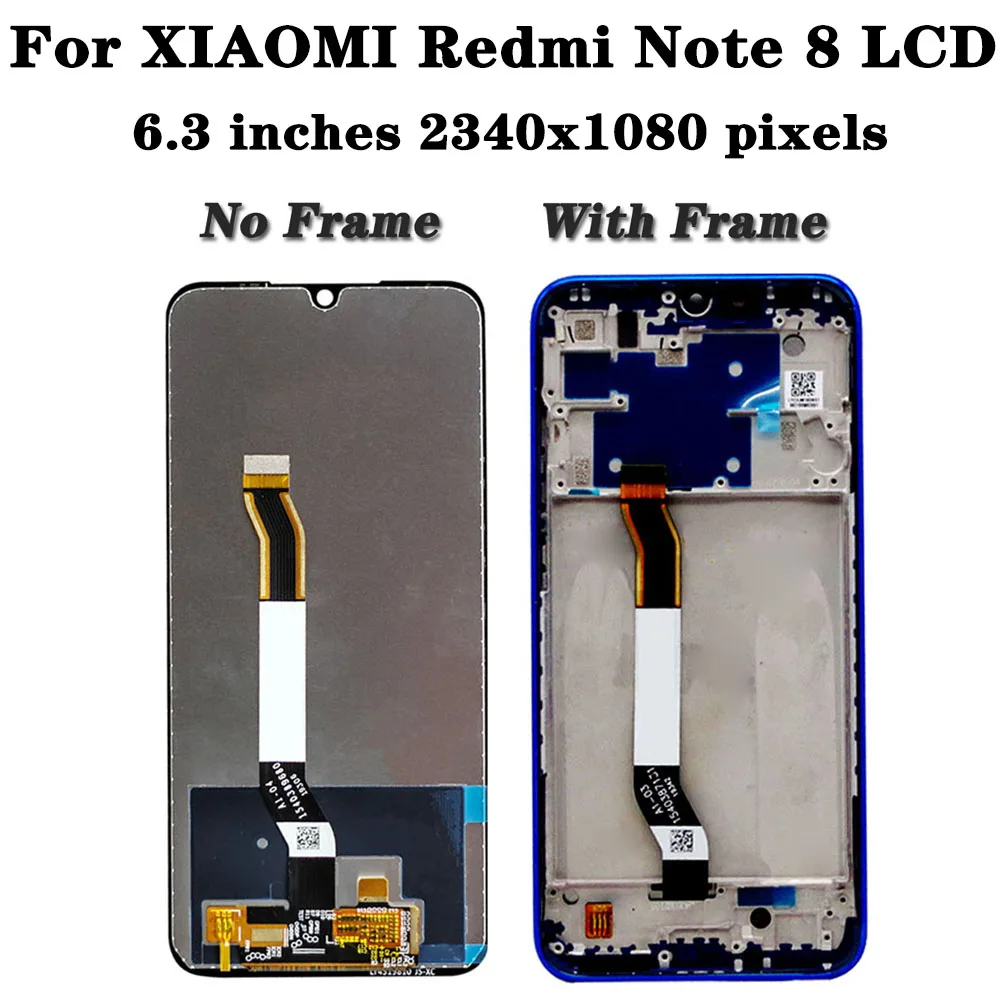 6.3\'\' Tested note 8 LCD for Xiaomi Redmi Note 8 Note8 LCD M1908C3JH JG JI Display Touch Screen Digitizer Assembly Replacement