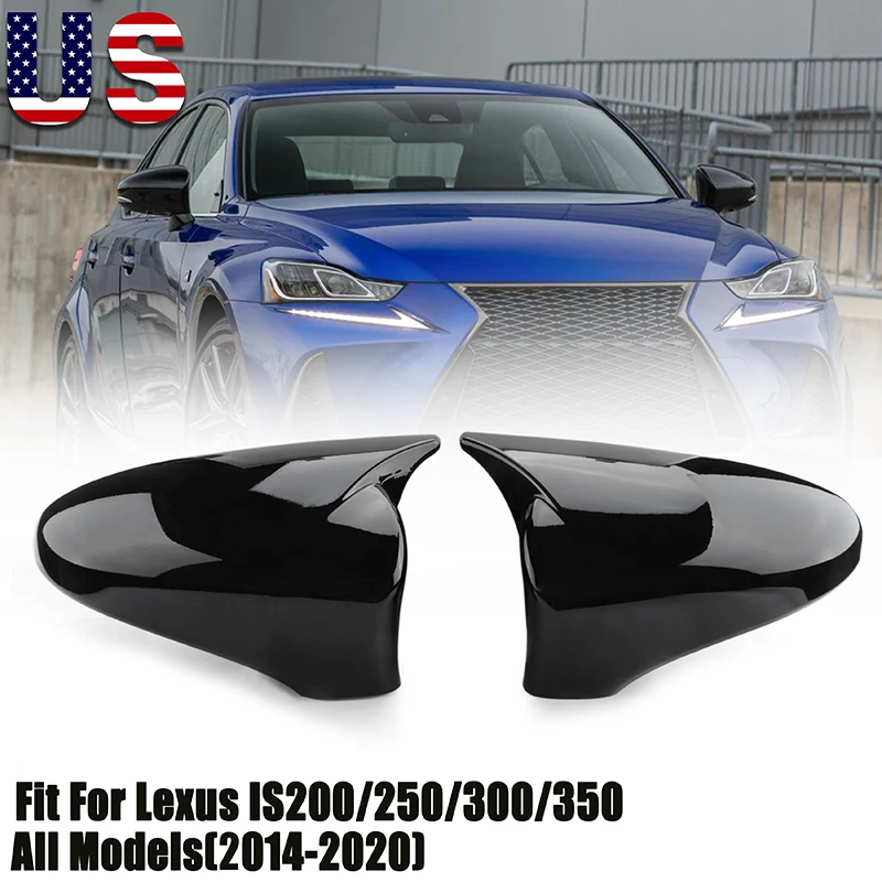 1 par de cubiertas para espejos retrovisores, para LEXUS IS GS ES 2014-2020, modelo con volante a la izquierda, tapa para espejo lateral, accesorios de color negro brillante con adhesivo.