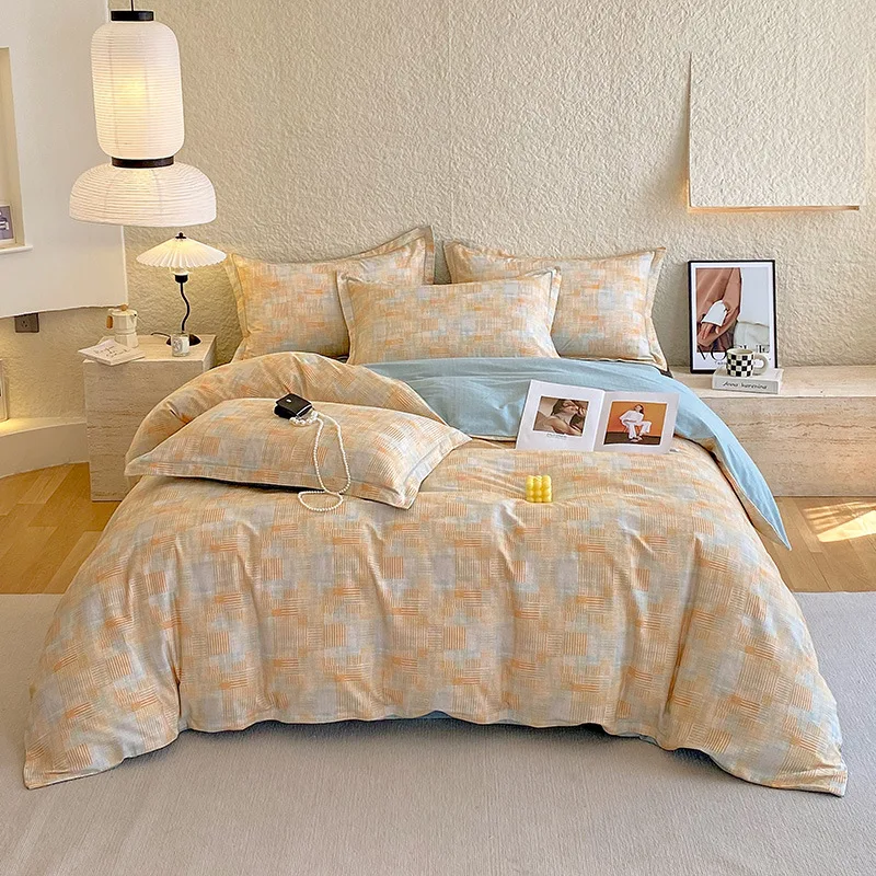 

100% Cotton 4 Pieces Bed Sheet Duvet Cover Sets Luxury Bedding Set