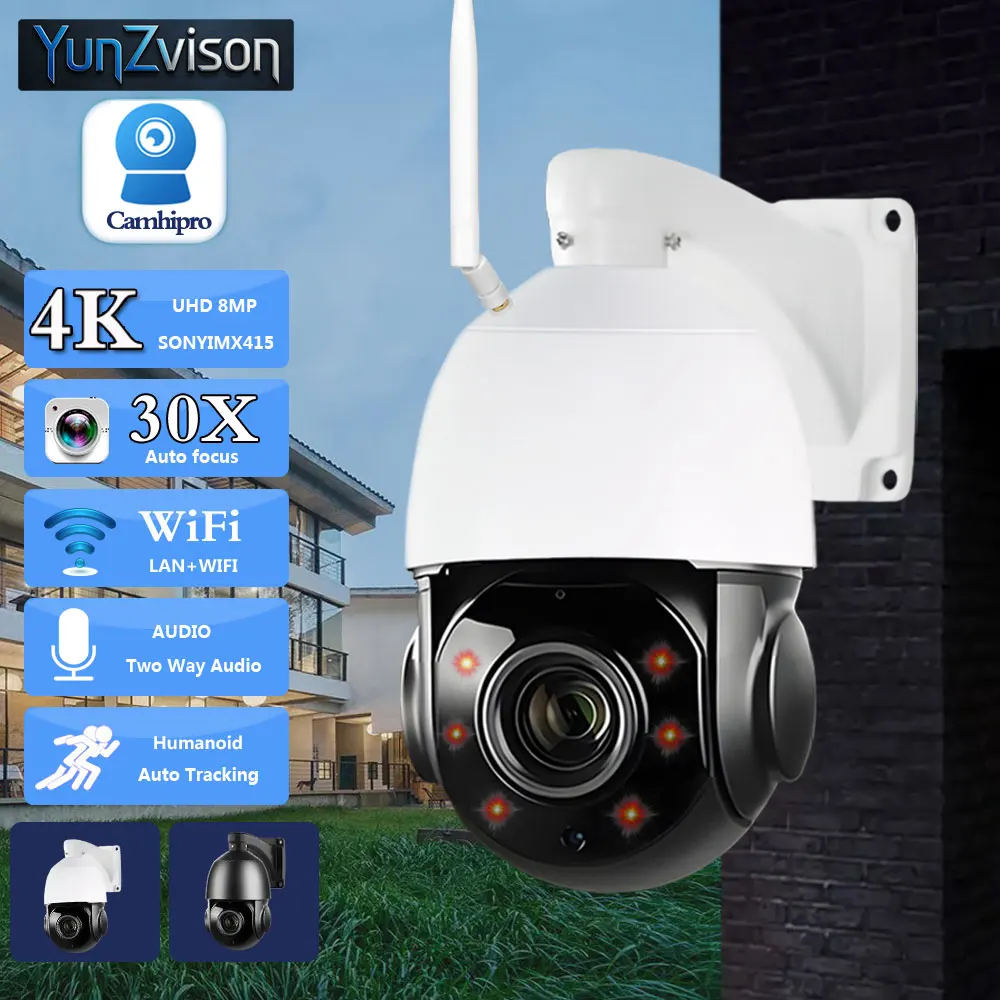 4K 8MP Wireless Security Surveillance IP Camera Wifi PTZ Dome 30X Zoom Human Tracking IR 80M Night Version