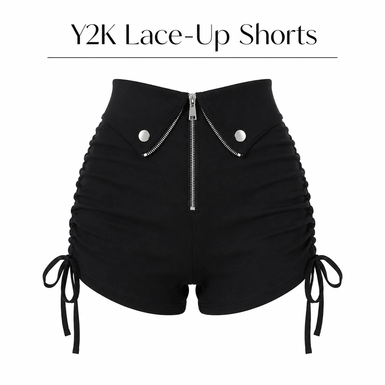 

Women Summer High Waist Drawstring Shorts Y2K Slim Fit A Line Hot Pants Side Tie Zipper Casual Streetwear