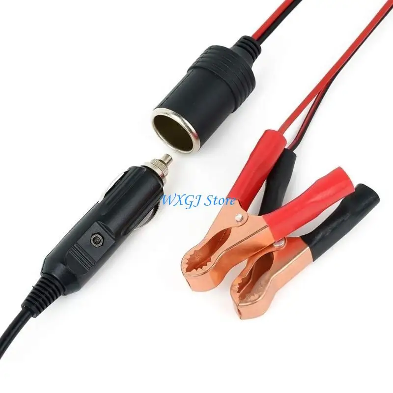

37JE For Automotive Maintenance 12V Power Supply Cable Power Supply Cord Extension Socket Connector with Two Alligators Clips