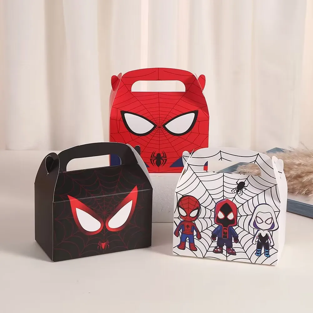 Disney Spiderman pudełko cukierków Cartoon pudełko na prezent z podręcznym na Baby Shower pudełko na urodziny artykuły dekoracyjne na imprezę dla