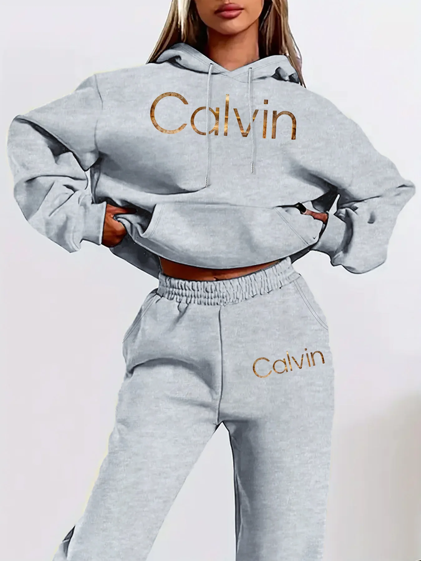 Women's fashion pullover and pants set, printed design set, women's fall/winter pullover outfit plus size woman clothes outfits - view 5