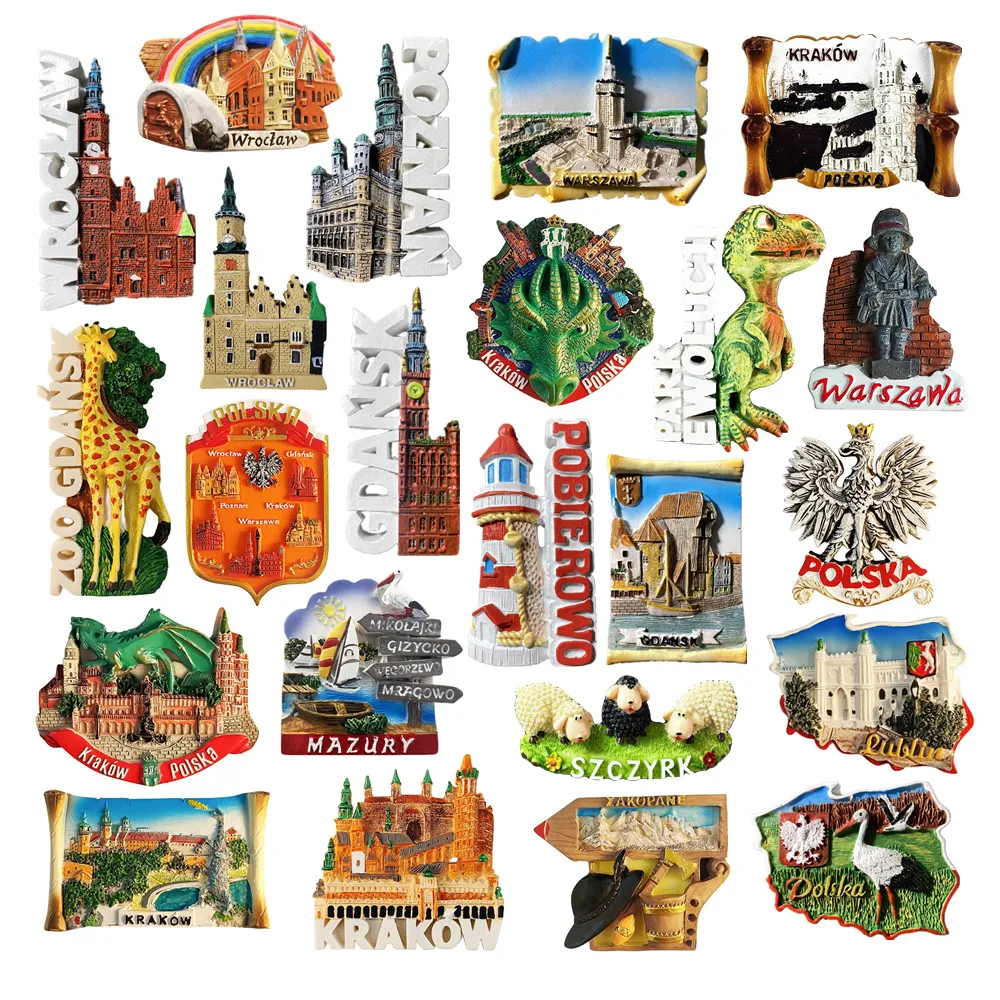 

Europe Poland 3D Fridge Magnets Tourism Souvenir Refrigerator Magnets Sticker Collection Handicraft Decoration Articles