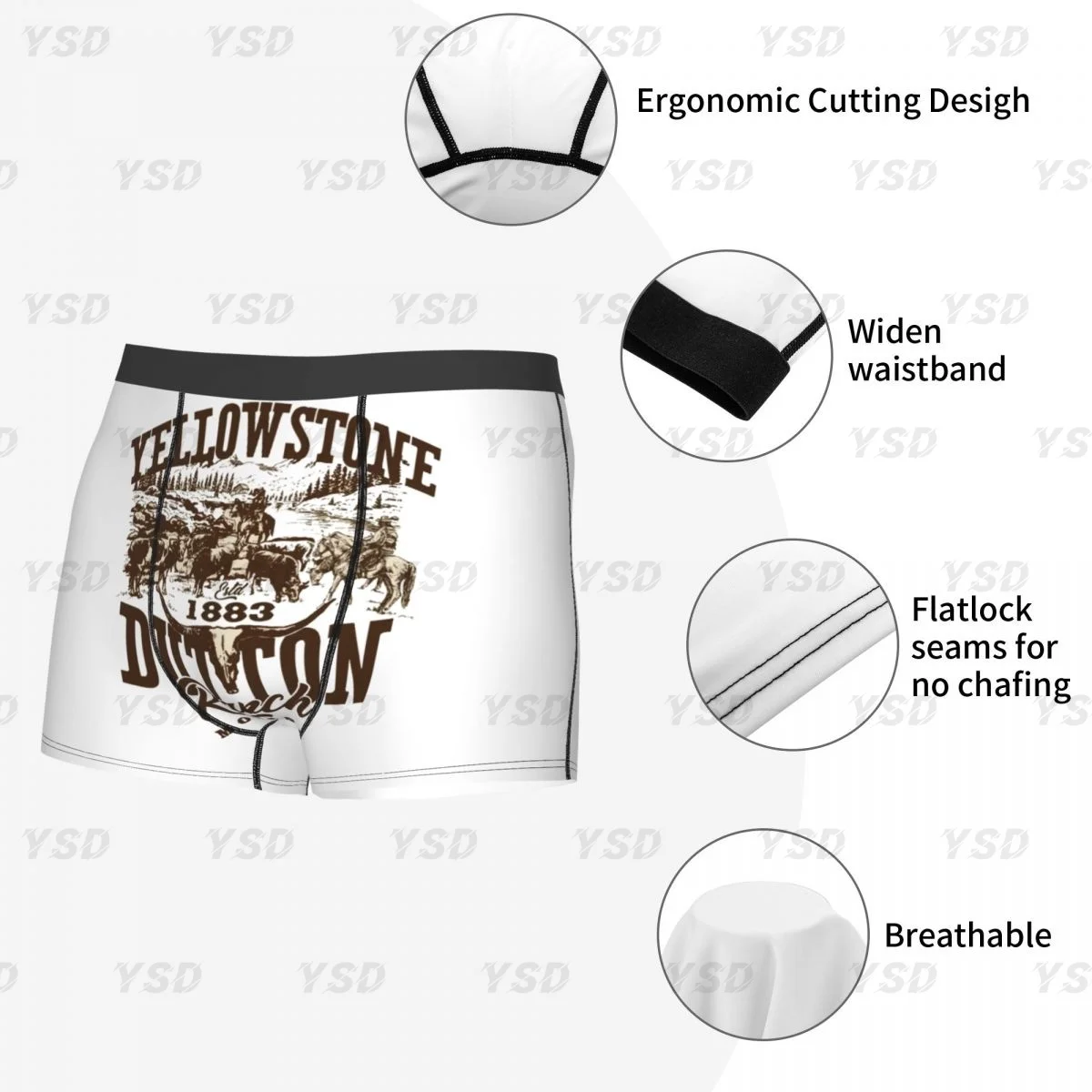 Cowboy Et De Yellowstone Dutton Ranch Men's Boxer Briefs, Highly Breathable Underwear,Top Quality 3D Print Shorts Gift Idea