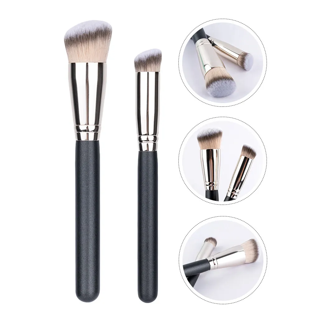 Foundation Makeup Brush Set 2 Piece Ergonomic Seamless Face Blending Tools for Concealer Powder Cream