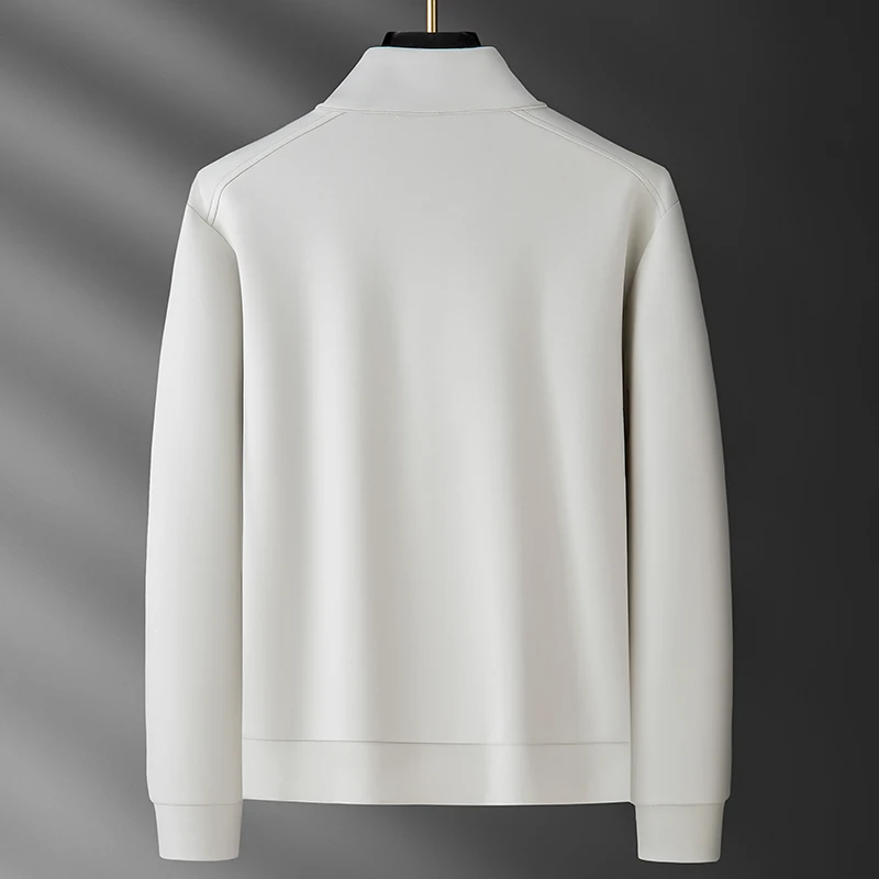 Italian Old Money Style Light Luxury High-End Men's Clothing 26 Autumn and Winter Embroidered Logo Air Layer Stand Collar Casual Sweatshirt Jacket for Men