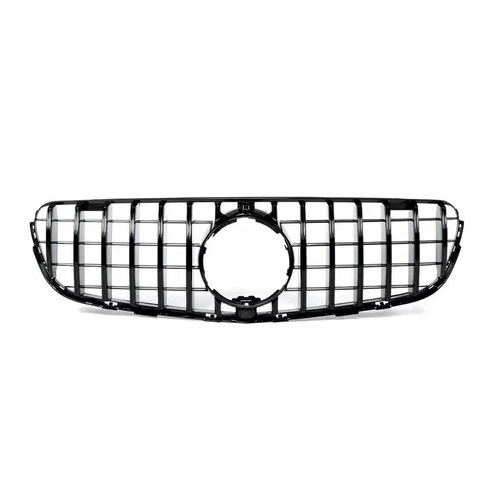 Image of Glänzend schwarzer GT-Vertikal-Lamellen-Frontgrill aus ABS, passend für Mercedes GLC-Klasse W253 X253 Facelift 2015-2019, Exterieur-Modifikationsteile