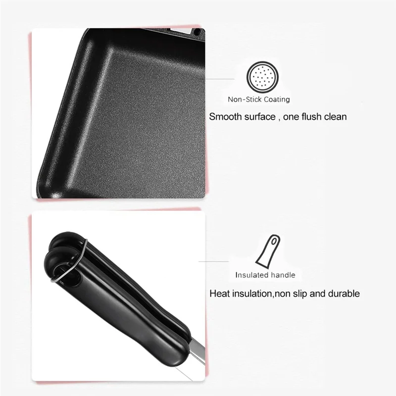 

A74U Non-Stick Hot Sandwich Maker Panini Grill Pans With Handle Aluminum Flip Pan For Home Kitchen