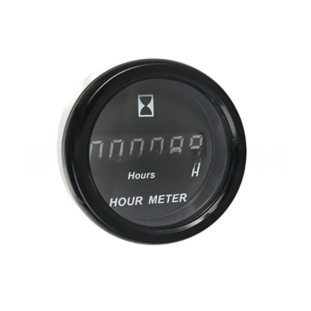 2 Inch Chrome Frame Mechanical Hour Meter 6-24V Timer For Garden Equipment Vehicles, Lawn Mower Accessories