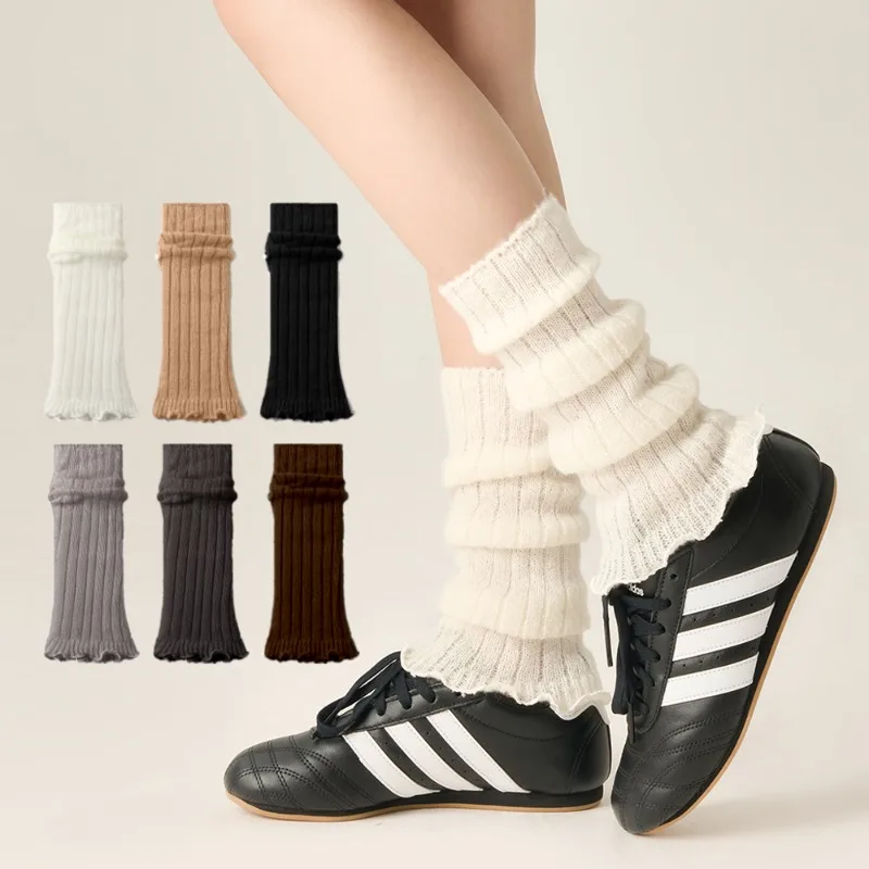 

2 пары гетр в стиле Лолиты JK Bubble Socks Y2K Шерстяные вязаные длинные носки с рюшами Новые гетры для рук Вязаные крючком носки Манжеты для ботинок