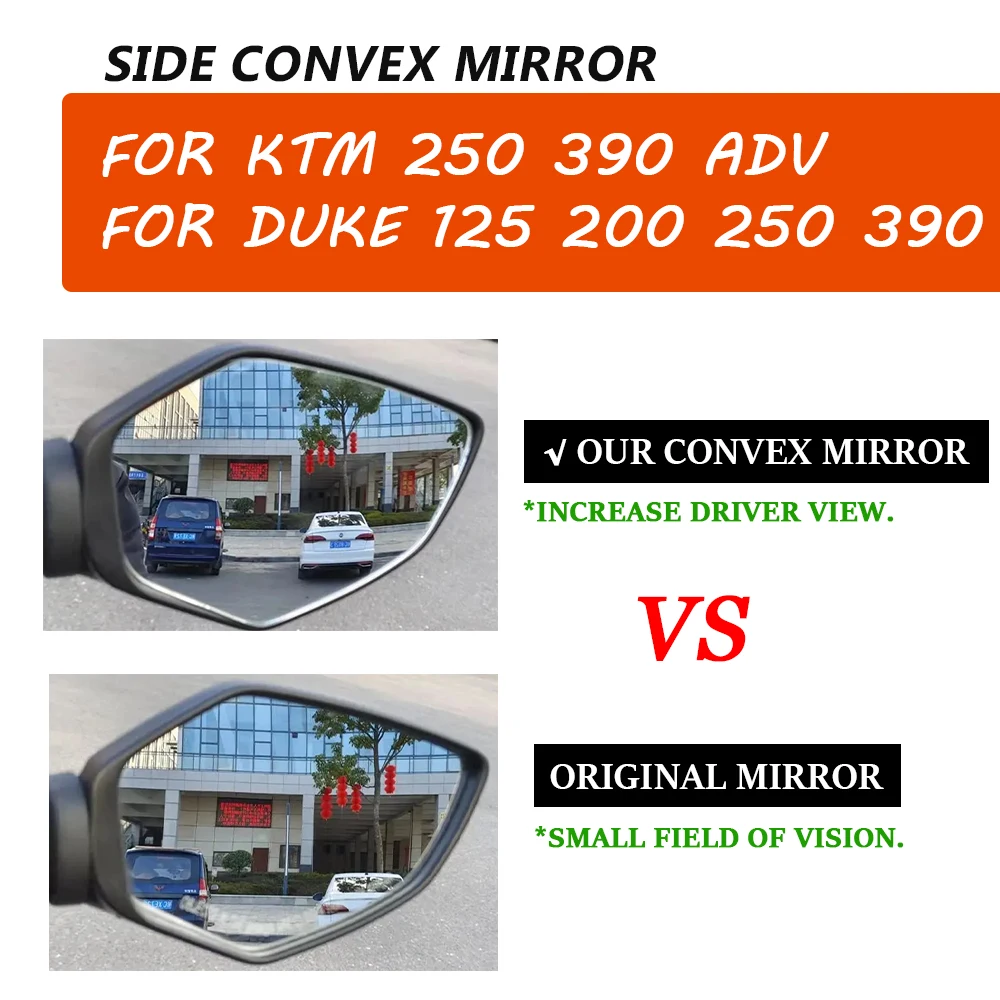 For KTM DUKE 390 125 200 250 Adventure 390 ADV 2022 Accessories Increase Driver Vision Rearview Mirrors Convex Mirror View Lens