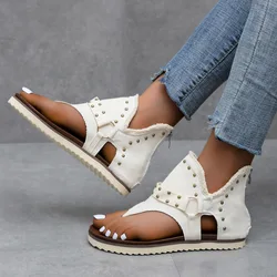 Gladiator Shoes Women Flat Sandals Outdoor Clip Toe Casual Sandal for Female Summer Non-Slip Soft Flats 2023