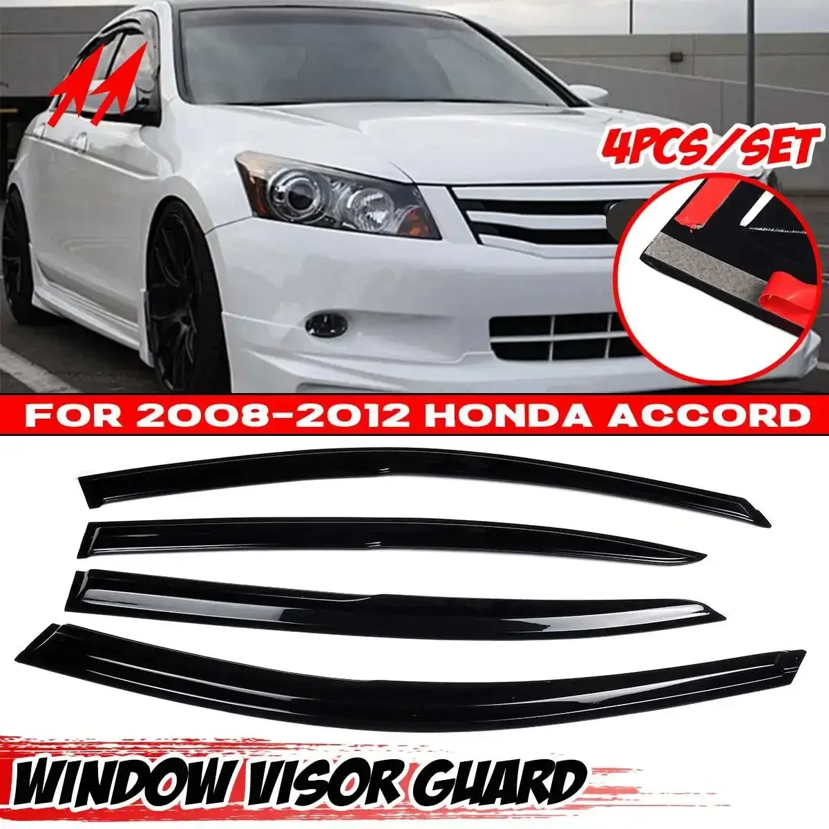 

4PCS Car Window Visor Guard Vent Sun Rain Guard Door Visor For Honda For Accord 2008-2012 Awnings Shelters Cover Trim Shield