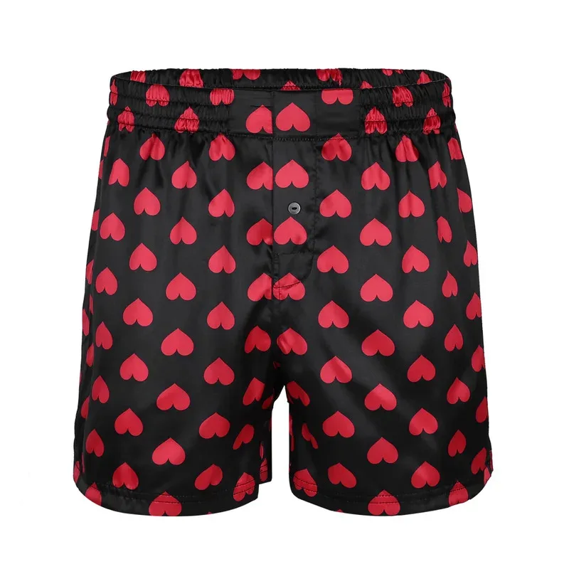 Mens Cute Love Heart Print Shorts Classic Soft Boxer Lightweight Loose Sports Short Pants
