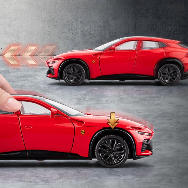 1:32 Purosangue FUV محاكاة سبيكة سيارة فاخرة نموذج ثابت الديكور الصوت ضوء سيارة رياضية لعبة طفل هدية #4