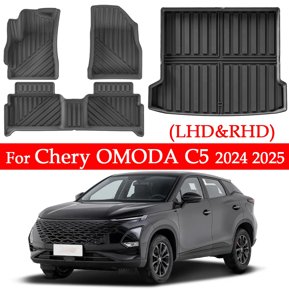 

Для Chery OMODA 5 C5 FX 2024 2025 Автомобильные коврики для багажника TPE 3D Всепогодные передние и задние коврики для грузового багажника Аксессуары (LHD и RHD)