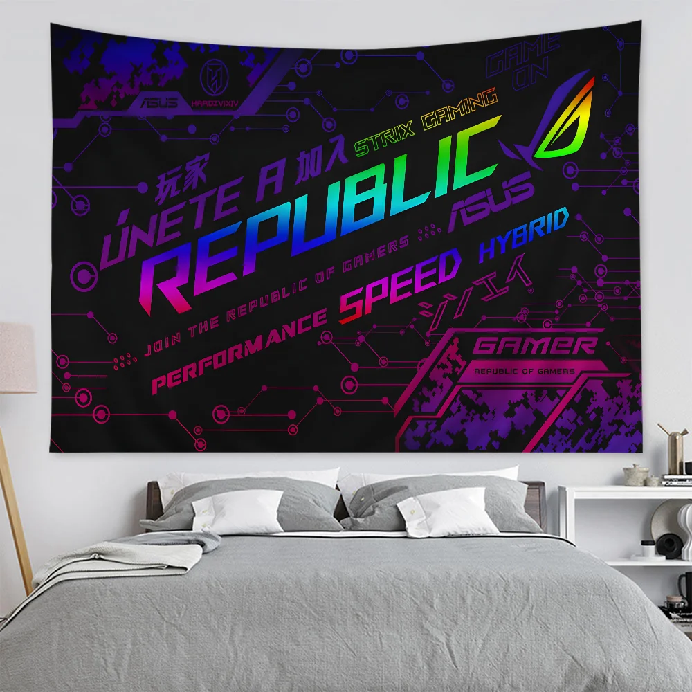 ASUS ROG Republic of Gamers Logo Tapestry Art Printing Art Science Fiction Room Home Decor Wall Art Decor