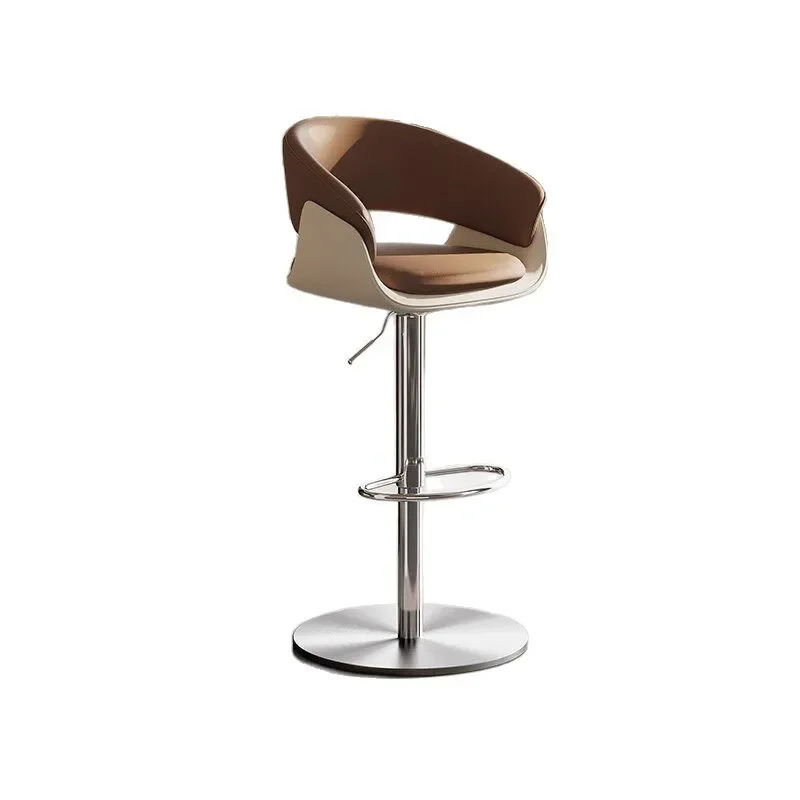 Stainless steel bar chair can be rotated and lifted, modern simple household high stool bar chair, Italian light luxury island