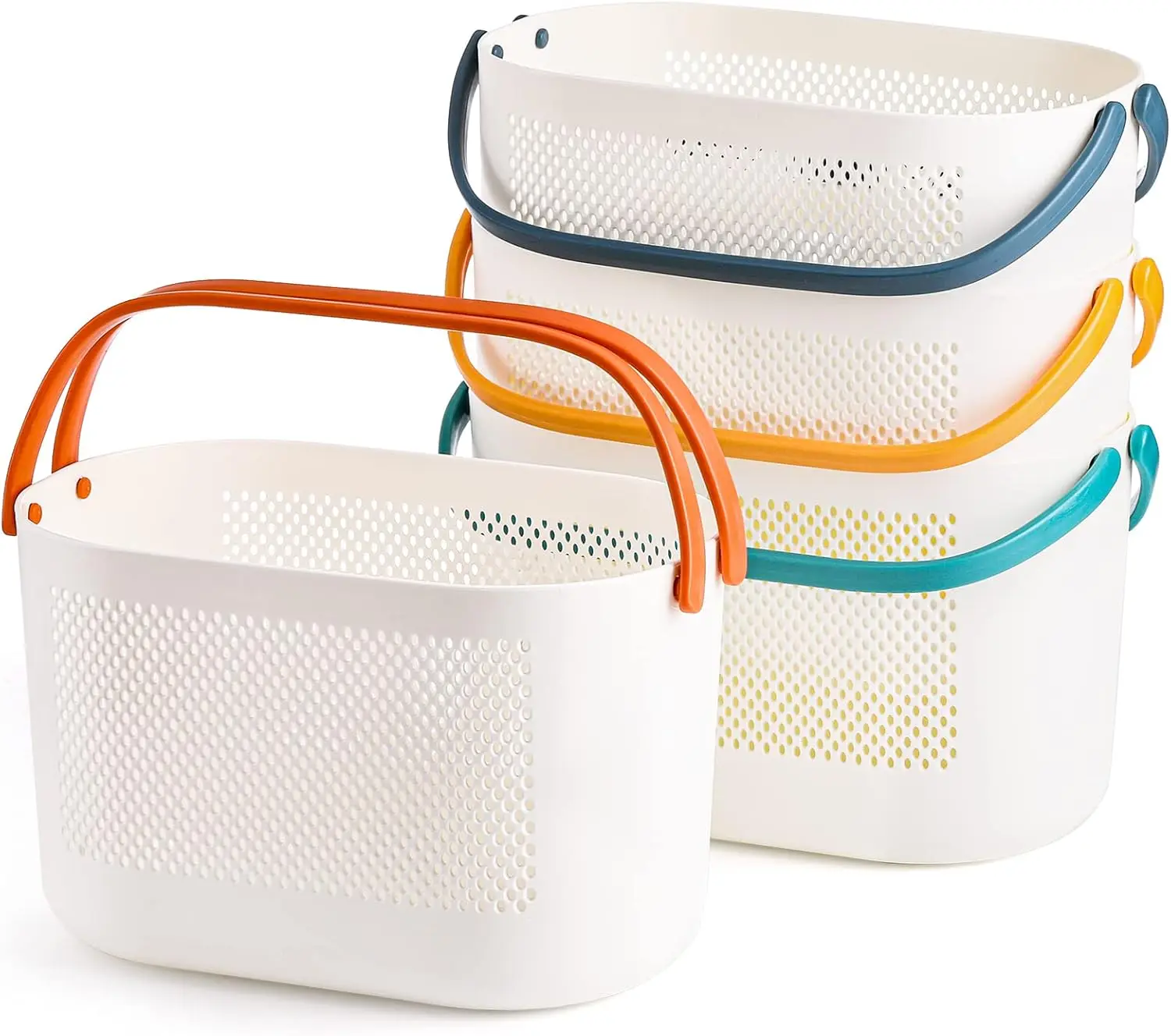 

Набор из 4 портативных корзин для душа, пластиковые корзины для хранения с ручками, органайзеры для туалетных принадлежностей с дренажем, для общежития и душа