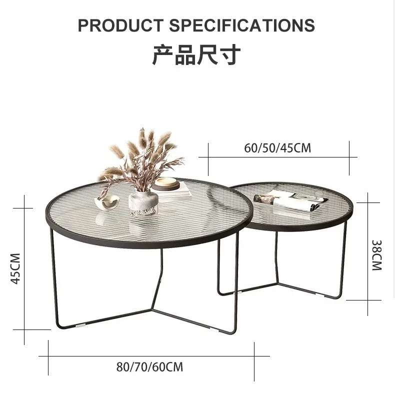 

apartment light luxury simple modern living room household round size coffee table table combination
