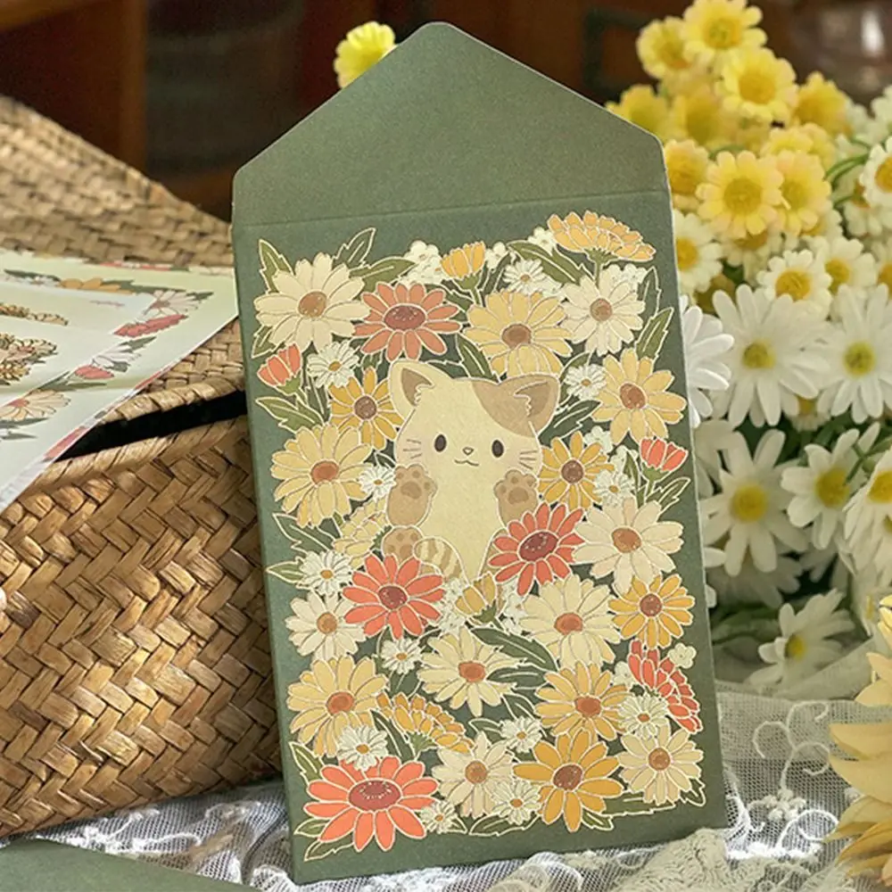 

Multicolor Floral Pattern Card Envelope Set Cartoon Animal Greeting Letter Envelope Stationery Writing Paper with Envelopes Gift