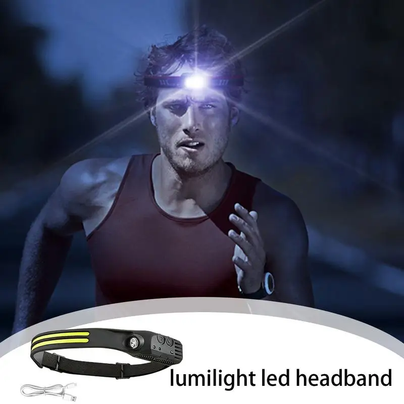 Motion Sensor Headlamp Multiple Lighting Modes Head Flashlight 230 Degree Wide Beam Head Lamp Camping Gear Waterproof Headband