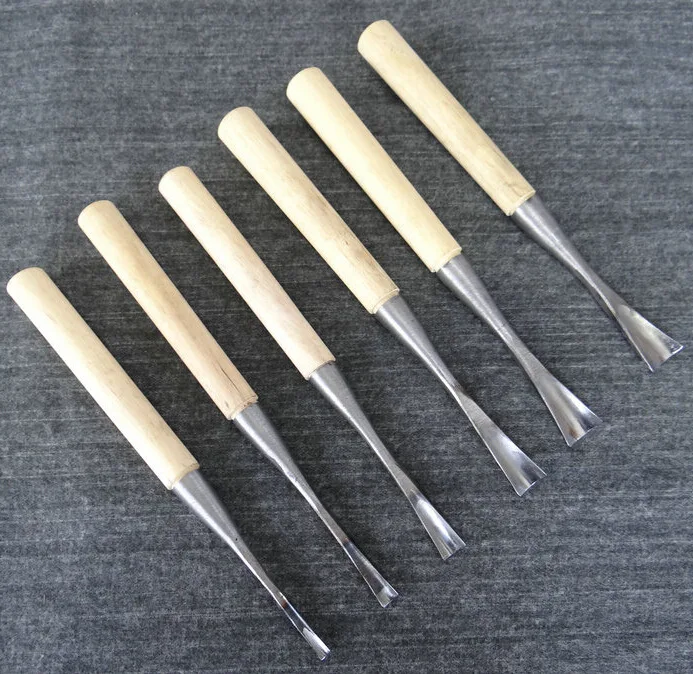 6pcs/pack,Sharpened U-Gouge Wood Carving Cutters with Handle,Deep Round Roughing Chisels Hand Woodworking Sculpting Tools