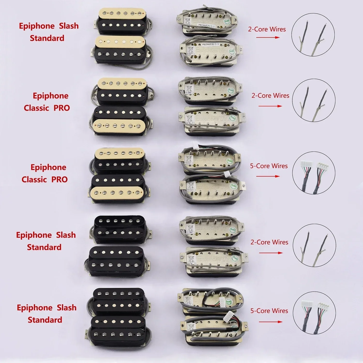 1 Set Original Genuine  Electric Guitar Alnico Humbucker Pickup Zebra / Black