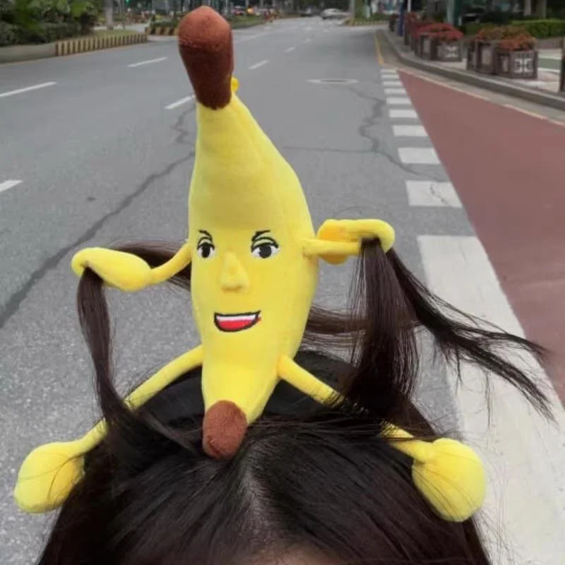 Strange Funny Can Sing Big Banana Hairbands for Women Novelty Cute Plush Headband Girls Hair Bands Headwear Hair scrunchies