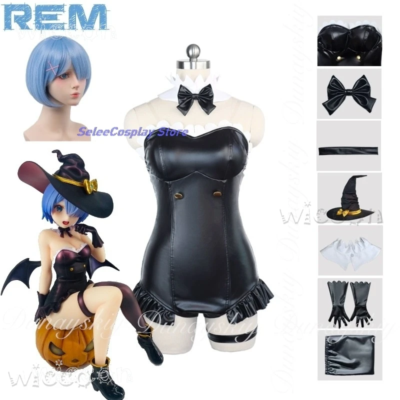 

Костюм на Хэллоуин Re: ZERO Starting Life in Another World, аниме Rem, косплей с черным кожаным карнавальным нарядом для взрослых