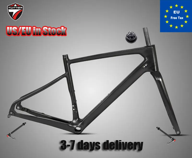 Twitter-Carbon Road Bike Frame with Fork, Road Frameset, Disc Brake, Thru Axle, 12x142mm, Disc Brake, 700C, 45C, R7 Gravel