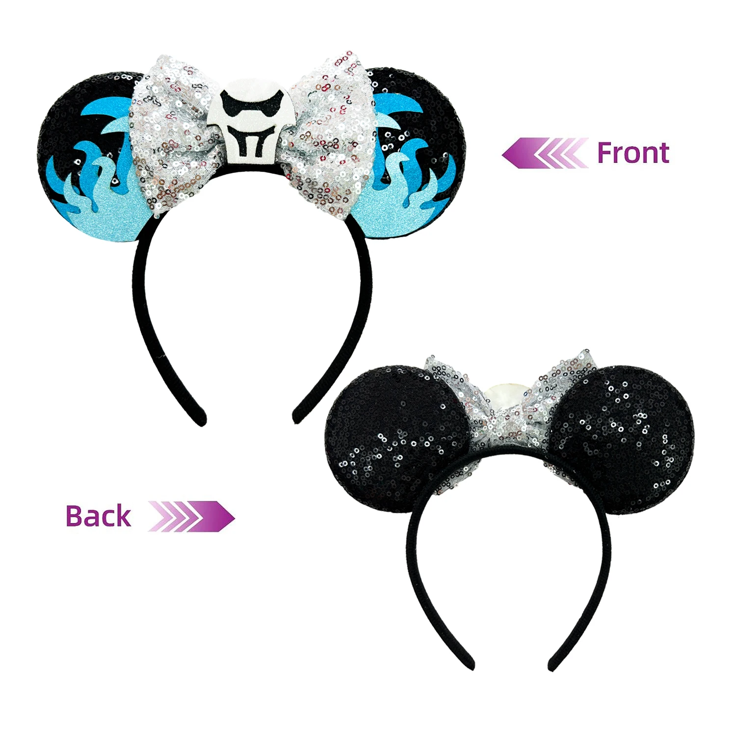 New Mickey Mouse Ears Headbands Women Child Halloween Hair Accessories Lilo Stitch Headband for Girls Kids Sequins Bow Hairband