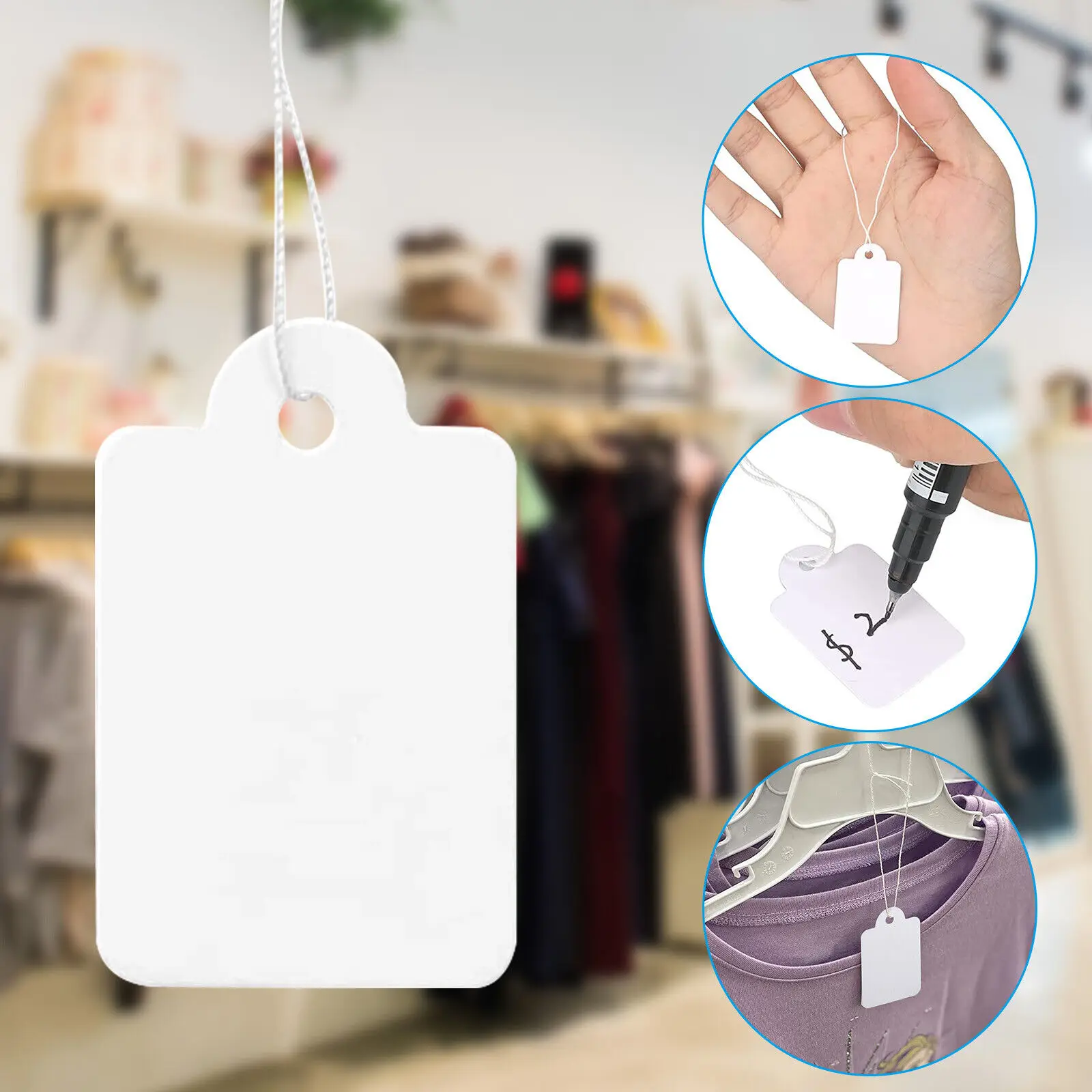 1000 قطعة شارة سعر المجوهرات البيضاء للمجوهرات الملابس العلامة ث/سلسلة معلقة العلامة