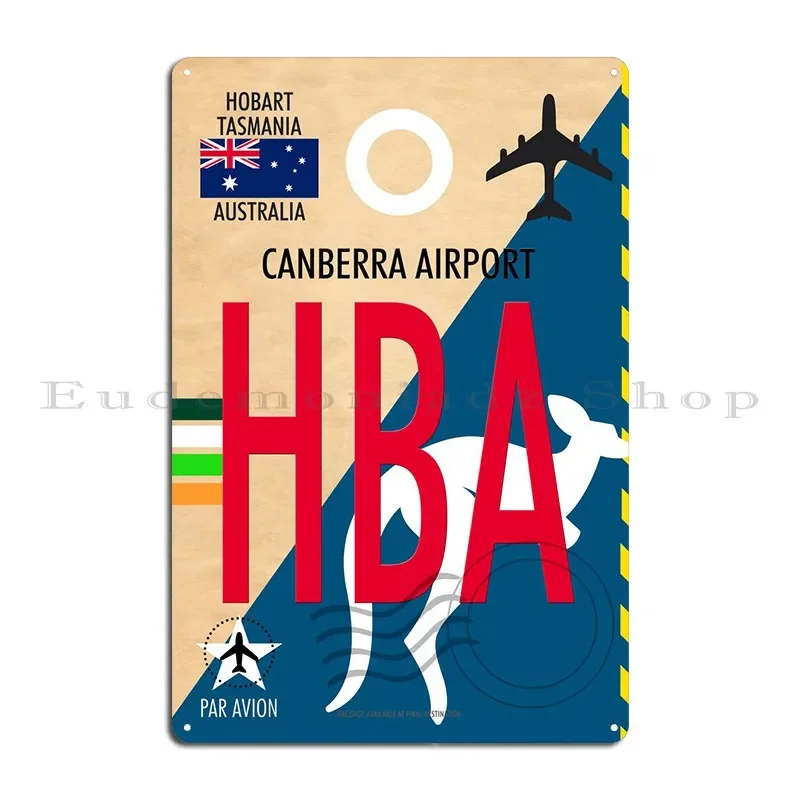 Canberra Airport Code Hba Metal Plaque Poster Club Printing Design Designing Cinema Tin Sign Poster