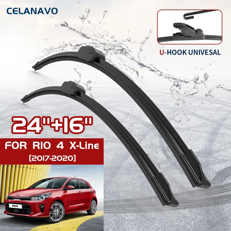 Car Wiper Blade For KIA RIO 4 X-Line 2017 2018 2019 2020 Windshield Wipers Front U J  Hook