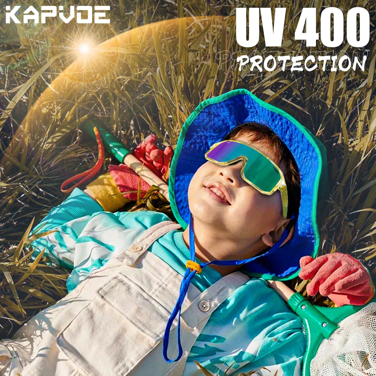 Kapvoe Child Cycling Glasses Kids Sports Sunglasses Small Size UV400 Boys Bike Eyewear Girls MTB Camping Fishing Sports Goggles