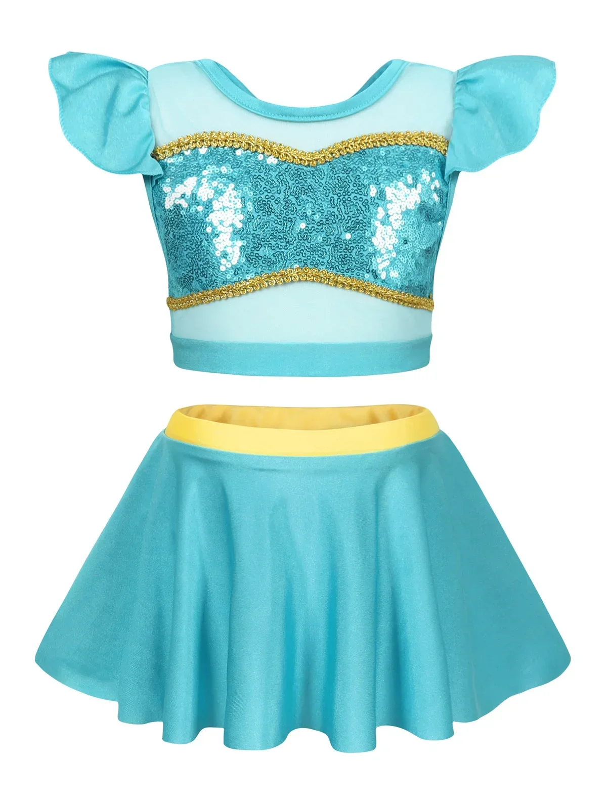 Mädchen Märchenprinzessin Badeanzug Zweiteiliger Bikini Bademode Sommer Strand Pool Outfit für Urlaub Cosplay Party Kleidung – Detail 8