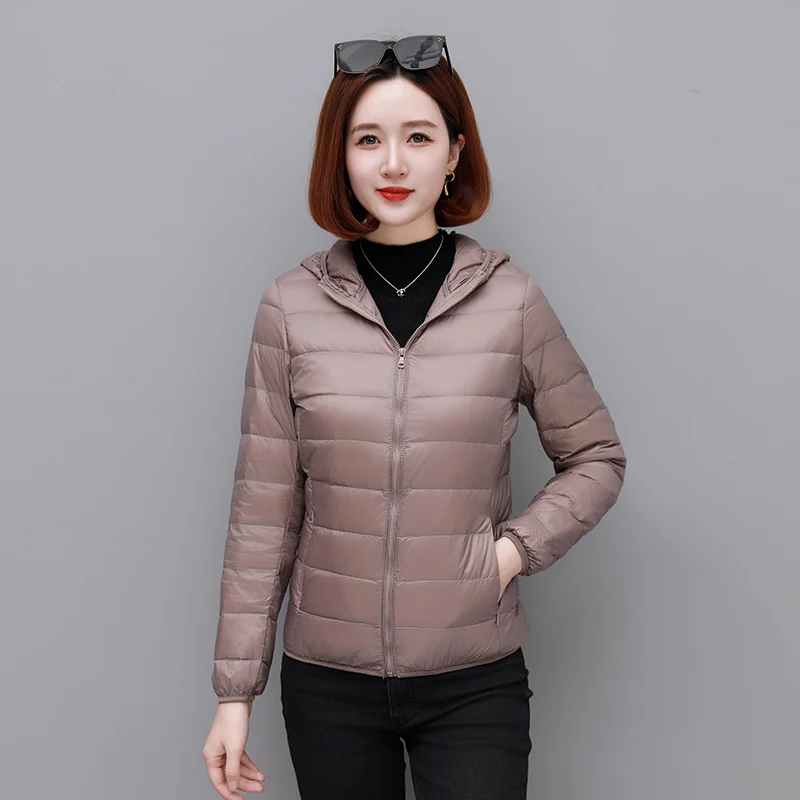 

New Female Autumn And Winter Lightweight Down Jacket For Women Casual Fashionable Versatile Middle-Aged Mom Warm Hooded Coat