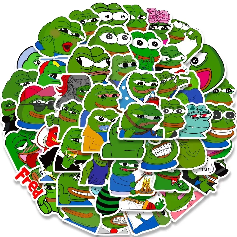 

50Pcs Sad Frog PEPE Funny Graffiti Stickers For Phone Skateboard Helmet Car Gift Bicycle Notebook Car DIY Sticker Kids